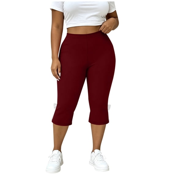 Sexlip Womens Yoga Pants Summer drawstring waist loose fit cotton linen with pockets stretchy lace trim for yoga workout Red XXL