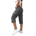 thumbnail image 5 of Bloomae Womens Capris with Multi-Pockets Loose Fit Casual Stretch Elastic Waist Capri Pants Dressy Lightweight Ladies Baggy Cargo Pants for Hiking Dark Gray XXXXL, 5 of 8