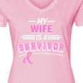 thumbnail image 4 of Inktastic My Wife is a Survivor Breast Cancer Awareness Women's V-Neck T-Shirt, 4 of 5