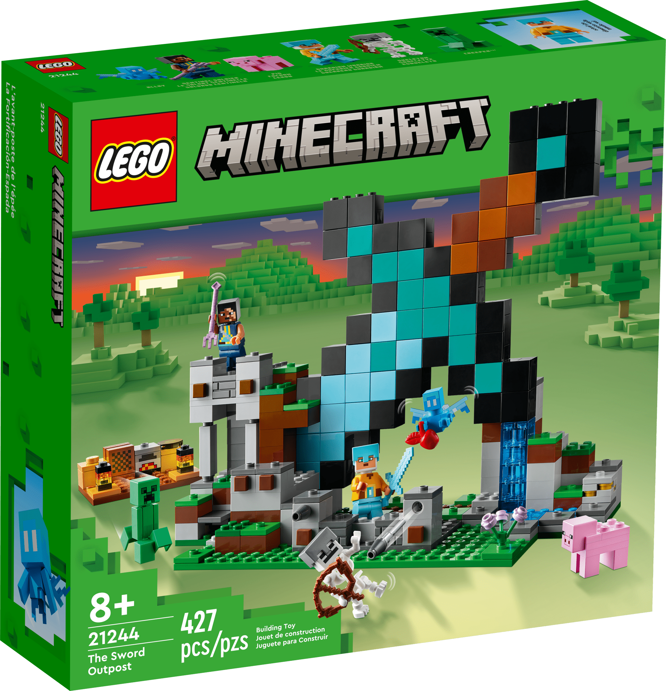LEGO Minecraft The Sword Outpost Building Set with Creeper, Warrior, Pig & Skeleton Figures, 21244