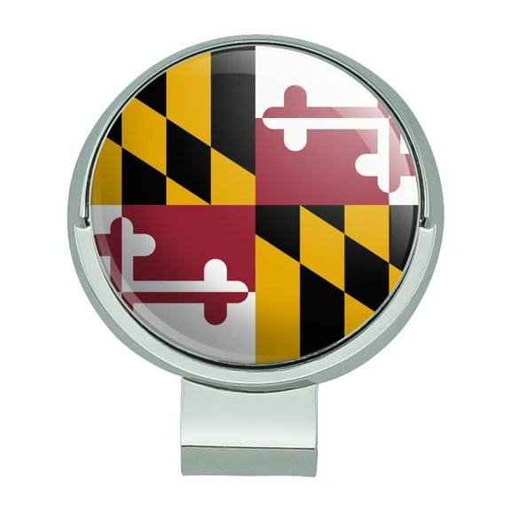 Maryland State Flag Golf Hat Clip With Magnetic Ball Marker