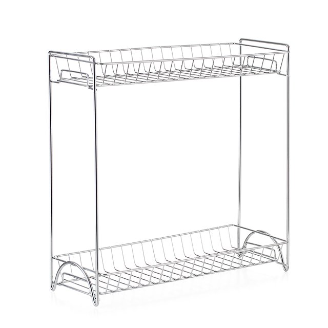Yeacher 2-Tier Spice Rack Standing Rack Kitchen Bathroom Countertop Storage Organizer Bottle Shelf Holder Chrome