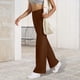 thumbnail image 4 of Amzcrzy Pantalones Yoga Mujer Color Liso - Cintura Elástica, Control Abdominal, Corte Acampanado, Leggings Elásticos Cómodos, Bolsillos S-2XL Marrón, 4 of 7