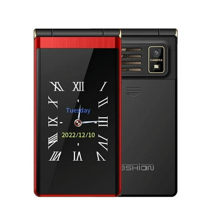 M1+ LED Light Dual Display Global Version 4G Flip Mobile 2 SIM Cards CellPhone Big Keyboard Loud Voice Elderly Celluar
