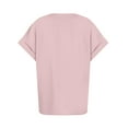 thumbnail image 6 of Basic T Shirts for Women Ladies Summer Casual Roll Short Sleeve V-Neck Solid Color Blouse Women's Shirt, 6 of 7