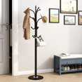 thumbnail image 2 of HOMEFORT Metal Coat Rack Stand,Free Standing Hat Hanger with Marble Base,Hall Tree with 12 Hooks for Hanging Hat, Clothes, Bag, Entryway Storage Organizer,Black, 2 of 7