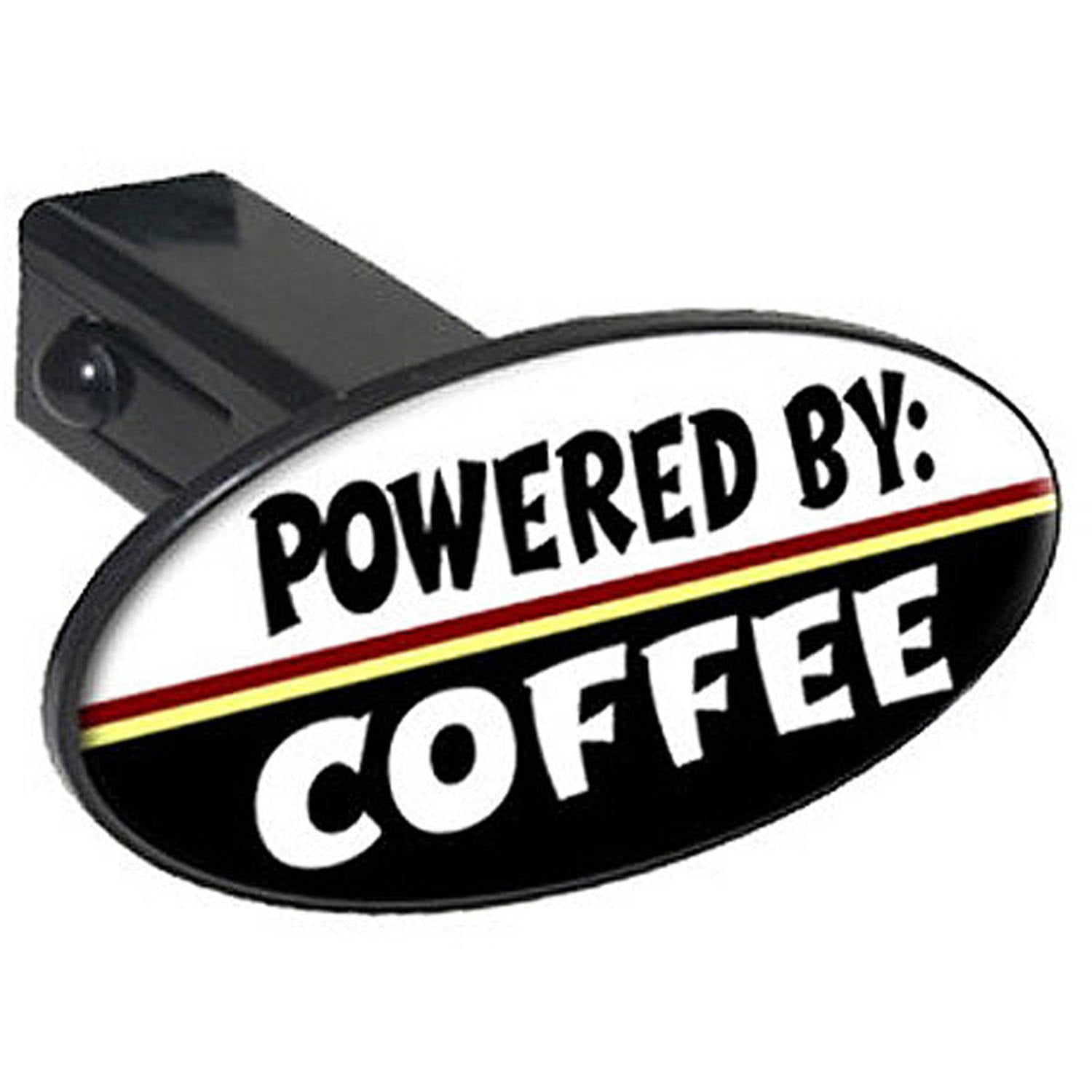 Powered By Coffee 1.25" Oval Tow Trailer Hitch Cover Plug Insert
