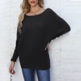 thumbnail image 5 of Riecok Plus Size Sweater for Women Long Sleeves Crewneck Solid Color Oversized Fall and Winter All-match Casual Fashion Knit Tops Sweaters Black L, 5 of 5