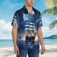 thumbnail image 3 of Honeii Moonlit Night Sea Sailboat Print Men’s Hawaiian Shirt,Classic Button-Down Short Sleeve Shirt, for Beach, Vacation, and Outdoor Activities,Large, 3 of 7