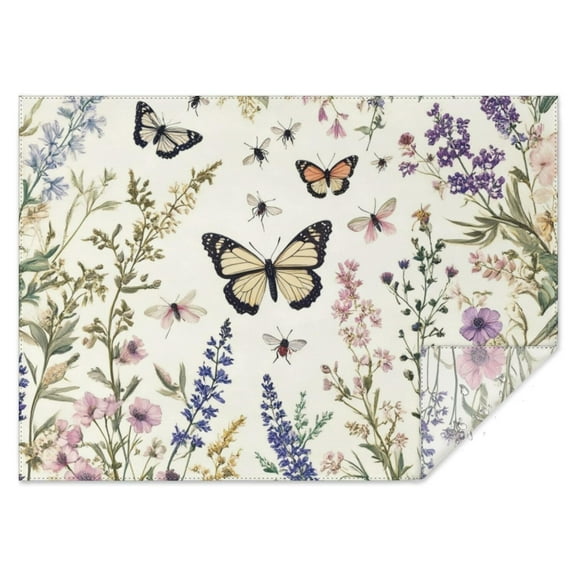 Pioneer Flower and Butterfly Rectangle Tablecloth 60"x84",Waterproof Polyester Rectangle Table Cloth, Wipeable Spillproof Polyester Tablecloth for Dining, Camping, Indoor and Outdoor