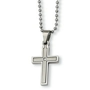 Stainless Steel Diamond Accent Cross Necklace