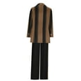 thumbnail image 3 of Wancir Blazer Sets Women 2 Piece Outfits Striped Long Sleeve Collar Button Down Shirt Blouse and High Waist Wide Leg Pants Sets, 3 of 6