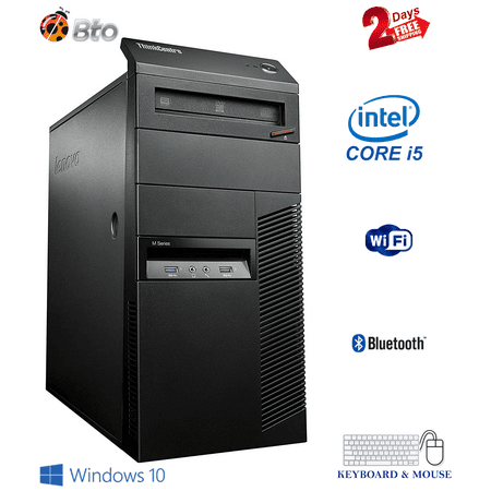 Lenovo Desktop Computer MT Core i5 CPU 16GB Ram, 120GB SSD, 2TB HDD, Keyboard & Mouse, WiFi, Bluetooth, DVD, Win10 Pro PC (Renewed)