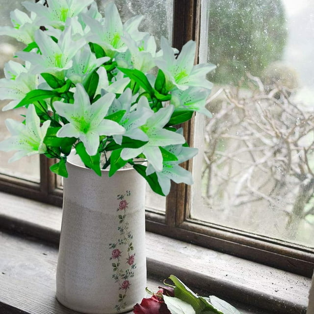 6 Pedazos Ramo de Flor Artificial para Decoración de Bricolaje par Hogar / / Oficina blanco