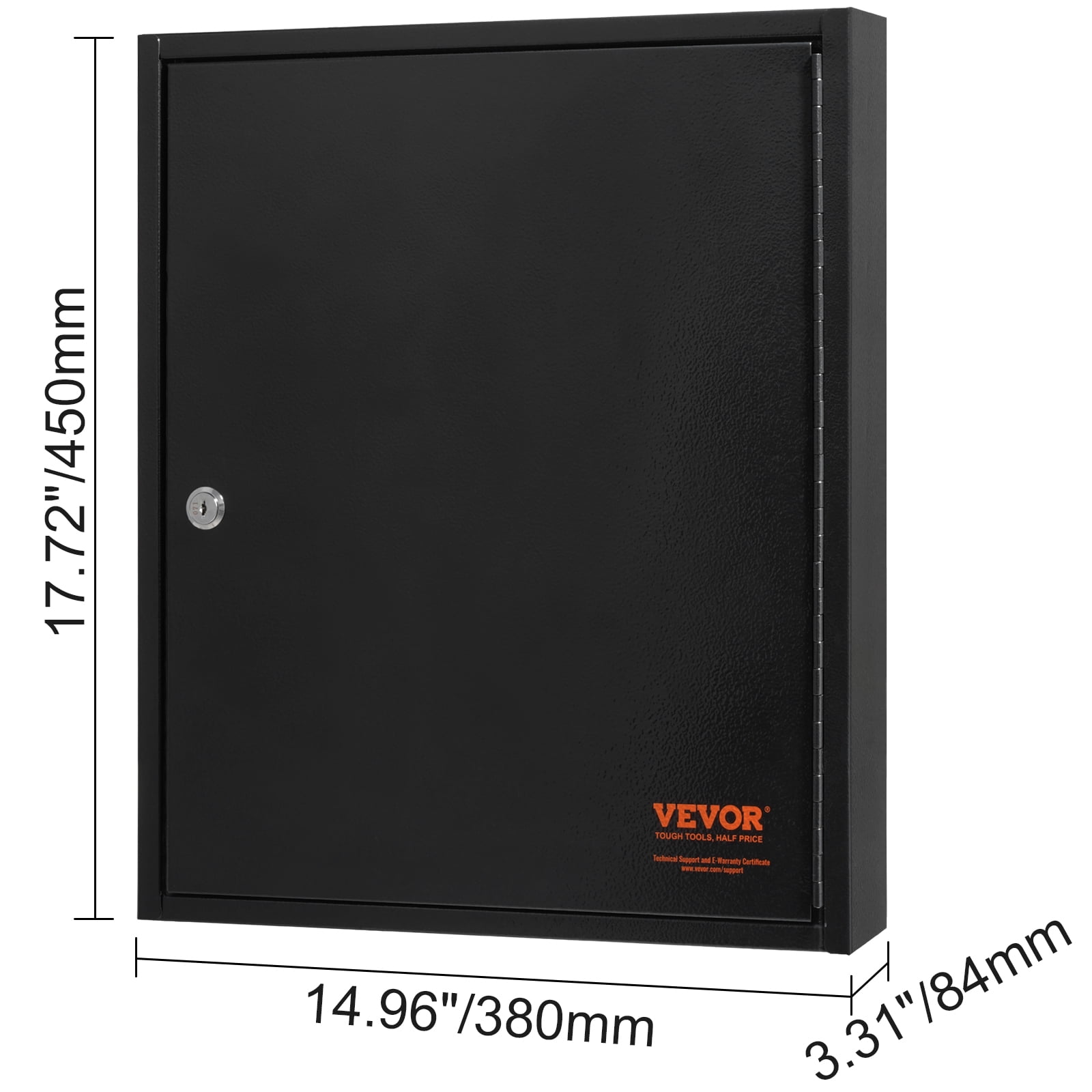 VEVOR 100-Key Cabinet Key Storage Safe Lock Box with Adjustable Racks & Colorful Key Tags Wall Mounted Key Storage Cabinet Black Key Box Organizer for Office, Hotel, Bank