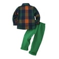 thumbnail image 5 of GBSYEWXS Casual Teen Boys Outfit Set Size 6-7 Years Cute Leisure Shirt Pant Plaid Print Collared Green Clothing Sets, 5 of 9