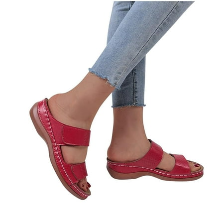 

Women s Vintage Cutout Wedge Heel Open Toe Roman Sandals Slippers