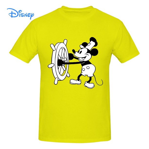 Disney Mickey Mouse Steamboat Willie T shirt Harajuku Short Sleeve T-shirt 100% Cotton Graphics Tshirt Brands Tee Top5XL Gao Jinjia LED