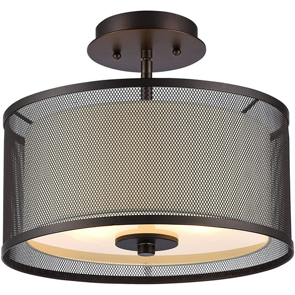 RADIANCE Goods Transitional 2 Light Rubbed Bronze Semi-Flush Ceiling Fixture 13" Wide