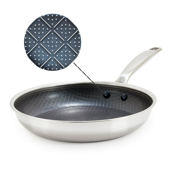 Blue Diamond 9.5″ Diamond Bond Ceramic Nonstick Hybrid Stainless Steel Frypan, Induction Ready