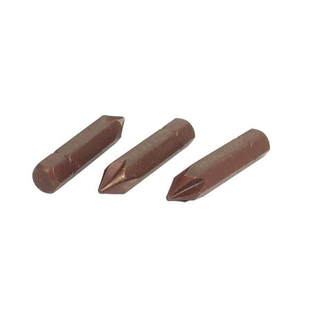 Brown Driver - 3pcs 40mm Long PH1 8mm Tip Hex Shank Magnetic Screwdriver Bits Brown