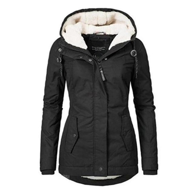 Waterproof Warm Hooded Winter Coat Thickend Fleece Lined Cotton Coat For Women_c*