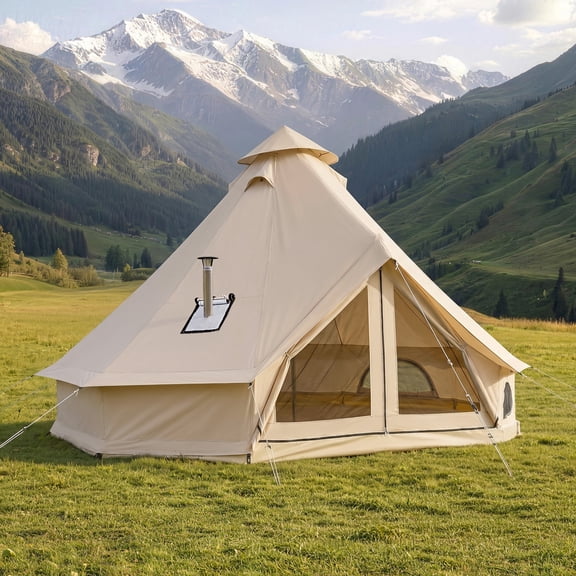 VEVOR Oxford Bell Tent, 4 Seasons 9.84 ft Yurt Tent for Camping with Stove Jack, Waterproof Breathable Holds up to 3 People with Zipped Detachable Floor, Family Camping Glamping Outdoor Hunting Party