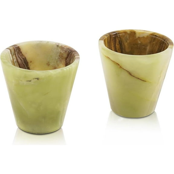 Radicaln Green Onyx Marble Shot Glasses 2" Set of 2 – Handmade Whiskey Glasses, Tequila Shot Glasses & Liquor Glasses for Cocktails, Bar & Drinkware Accessories