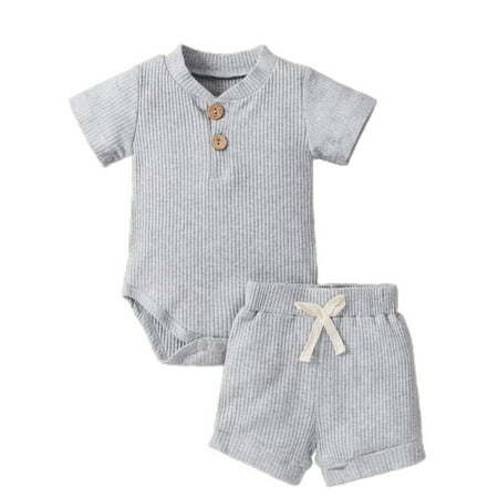 

Livingsenburg Newborn Baby Boys Girls Ribbed Knitted Tops Shorts Casual Sets