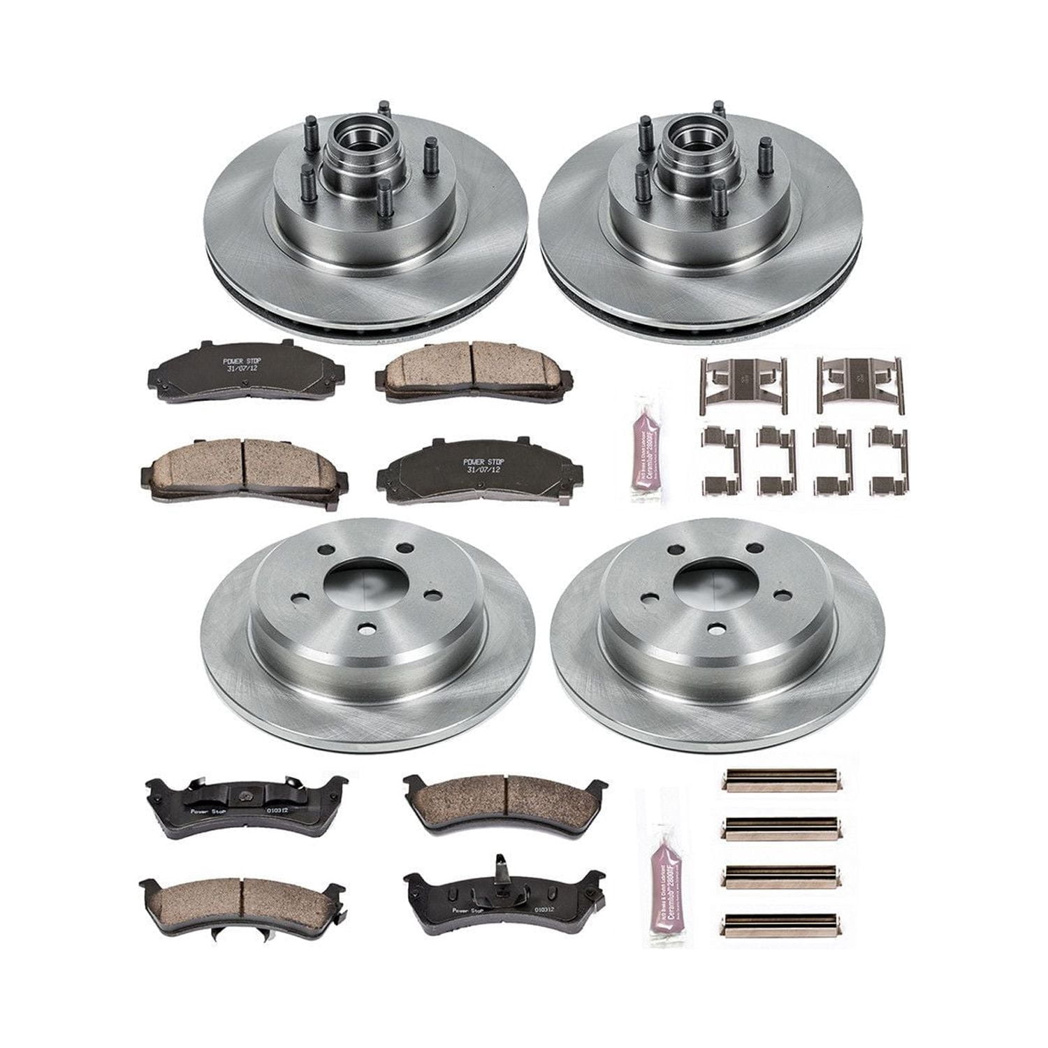 Power Stop Front and Rear Stock Replacement Brake Pad and Rotor Kit KOE1855