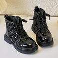thumbnail image 5 of Cethrio Big Girls Lace Up Boots, Zipper Non-slip Warm School Winter Shoes Black Size 2(Big Kids), 5 of 7