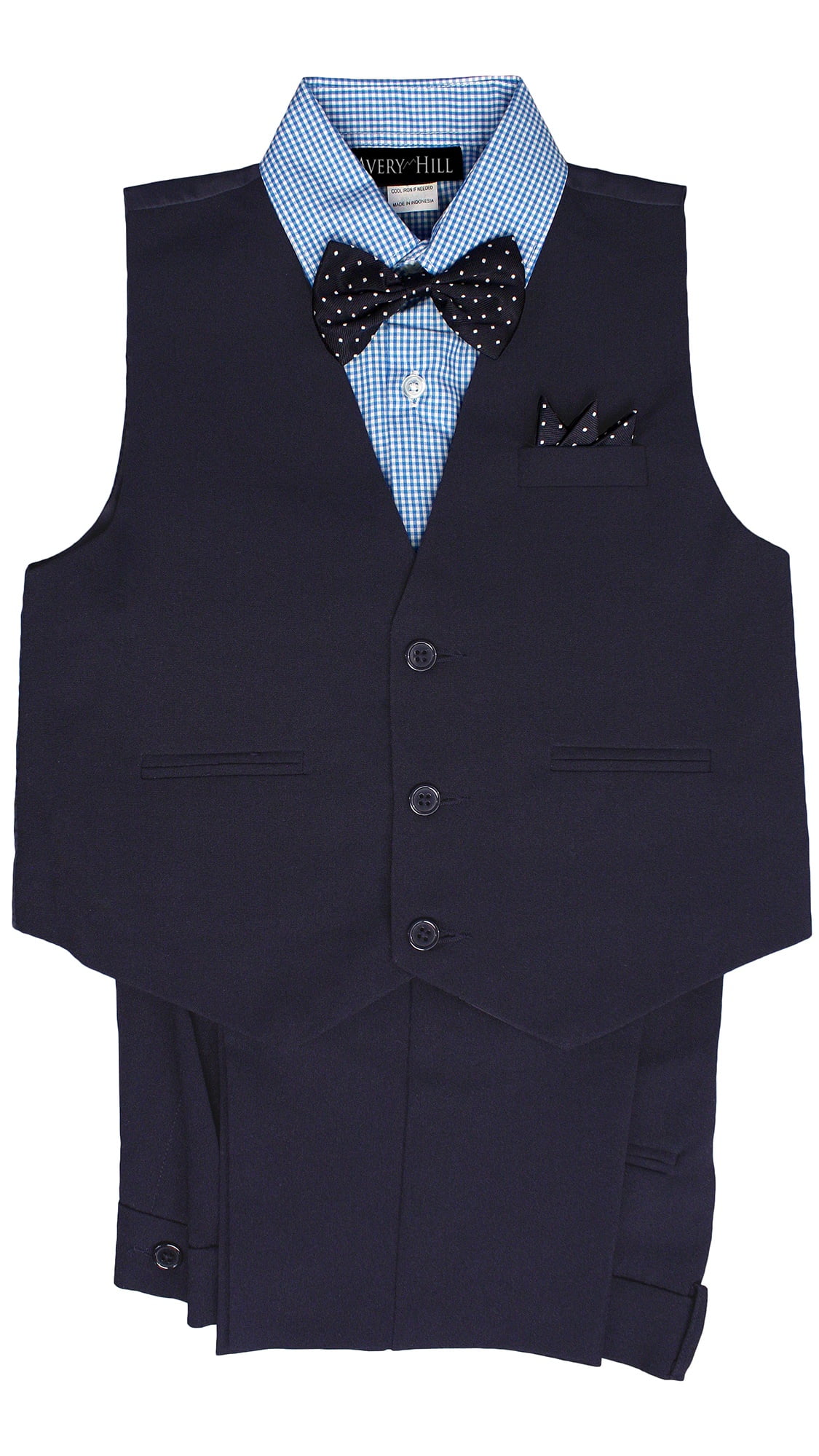 Avery Hill Boys' 4 Piece Vest Bowtie Colored Shirt Set (Baby, Toddler