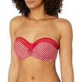 thumbnail image 4 of Panache RED/WHITE Britt Stripe Bandeau Bikini Swim Top, US 30H, UK 30FF, 4 of 7