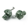thumbnail image 3 of 1pc Green Spot Jasper Pendants with Stainless Steel Snap On Bails Mushroom Shaped 24~25x16mm Hole: 5x3mm, 3 of 3