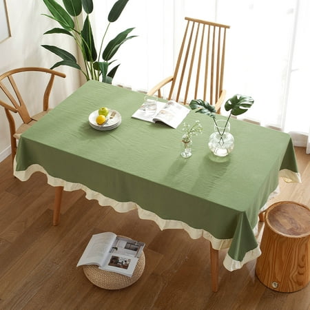 

Yipa Retro Farmhouse Ruffle Tablecloth Cotton Flounces Trim Washable Table Cover for Rectangle Table Baby Shower Kitchen Party Wedding Decor Green 35 x 35