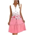 thumbnail image 3 of ClodeEU Women's All Over Print V-Neck Sleeveless Maxi Dress ,Beach Casual Tank Dress with Button-Front Detail Pink^,Womens Plus XL, 3 of 7