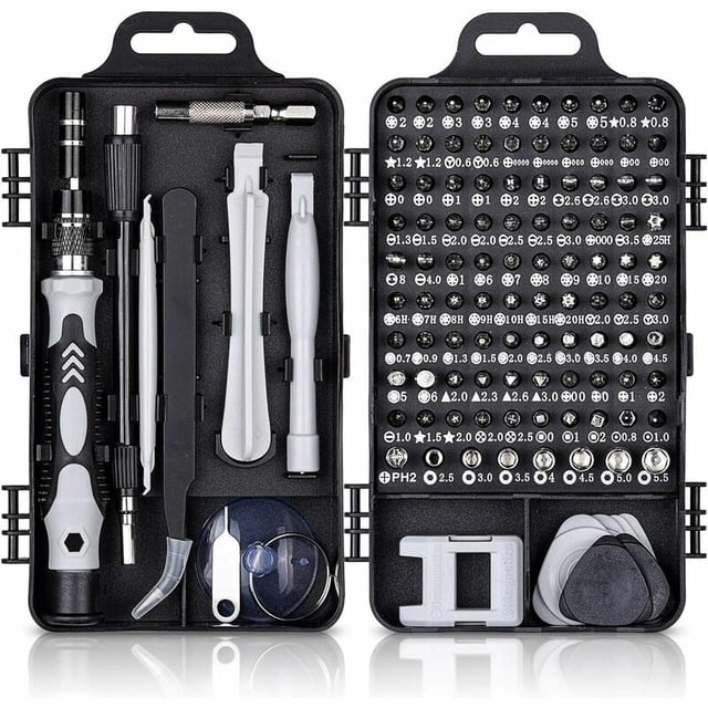 Kit de destornilladores de precisión 115 en 1, herramientas de reparación de destornilladores magnéticos portátiles de precisión para computadora/portátil/iPhone/gafas/reloj/teléfono inteligente negro