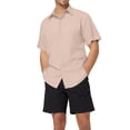 thumbnail image 2 of QHFBli Mens Short Sleeve Dress Shirts Solid Color Regular Fit Shirt Casual Button Down Business Shirts with Pocket, 2 of 6