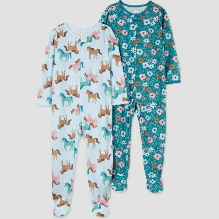 

Carter s Just One You® Toddler Girls 2pk Horses and Flowers Footed Pajama - 12M