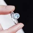thumbnail image 6 of Blue Rhinestone Ring for Women Adjustable Silver Opening Ring Cubic Zirconia Jewelry Accessory for Wedding Engagement, 6 of 7