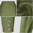 thumbnail image 5 of Womens High Waist Pants Drawstring Waist Wide Leg Cropped Comfort Capris Casual Vacation Trousers with Pockets, Light Green, XL, 5 of 8