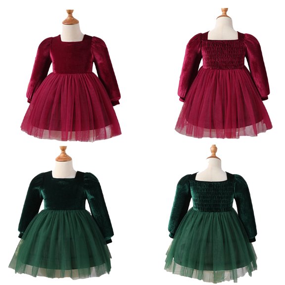 KYAIGUO Baby Kids Girls Spring Fall Dress Toddler Pullover Long Sleeve A-line Princess Dresses Party Tulle Dresses for Little Girls,Sizes 9M-4Y