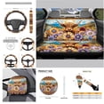 thumbnail image 4 of Uorisanigo Highland Cattle Tribe Car Front and Rear Cushion Covers Gear Lever Cover+Hand Brake Cover Water Coaster Steering Wheel Cover Pillowcase for Cars Universal Fit Women Men 11 PCS, 4 of 7