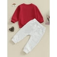 thumbnail image 4 of Bslissey Baby Boys Girls Pants Set Long Sleeve Letter Heart Embroidery Sweatshirt + Elastic Trousers 3M 6M 9M 12M 18M 24M Infant Toddler 2Pcs Valentine’s Day Outfits, 4 of 9