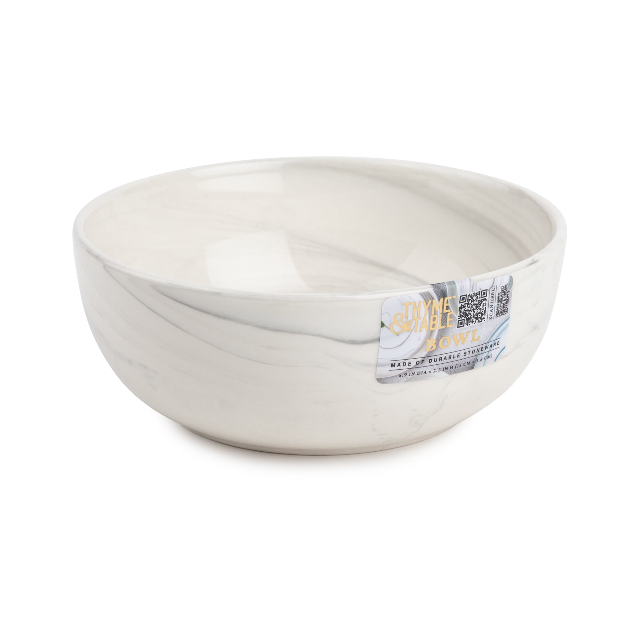 (2 pack) Thyme & Table Grey Marble Ceramic Bowl