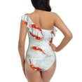 thumbnail image 5 of Haiem Koi Fish Corals,Spring Summer Women's One Piece Swimsuits Tummy Control One Shoulder Bathing Suits Ruffle Swimwear-XX-Large, 5 of 8