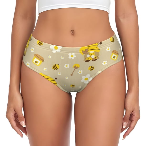 Fotbe Cute Bee Gnomes Calzones Estampados para Mujer – Ropa Interior de Algodón, Cómoda, Suave y Elástica-Medium