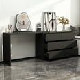 thumbnail image 2 of FUFU&GAGA 32.7"H Rotating Dresser and Desk 6 Drawer Dresser Makeup Vanity White/Black Black, 2 of 5