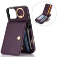 thumbnail image 3 of Allytechgroup iPhone 15 Pro Max Wallet Case, Ring Holder Stand Cards Slots Shockproof Retro Flip Back Cover Phone Case for Apple iPhone 15 Pro Max, Purple, 3 of 7