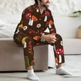 thumbnail image 7 of Naloa Woodland Mushroom Men’s Pajamas Set - Long Sleeve Button Down Sleep Shirt and Pajama Bottoms Sleepwear Set-Small, 7 of 7